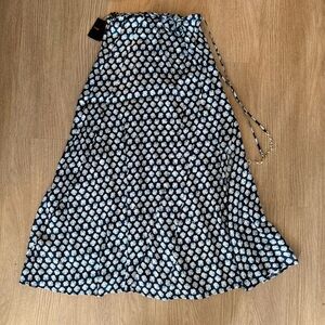 Maje Navy A-Line Skirt with White Floral Dot Print